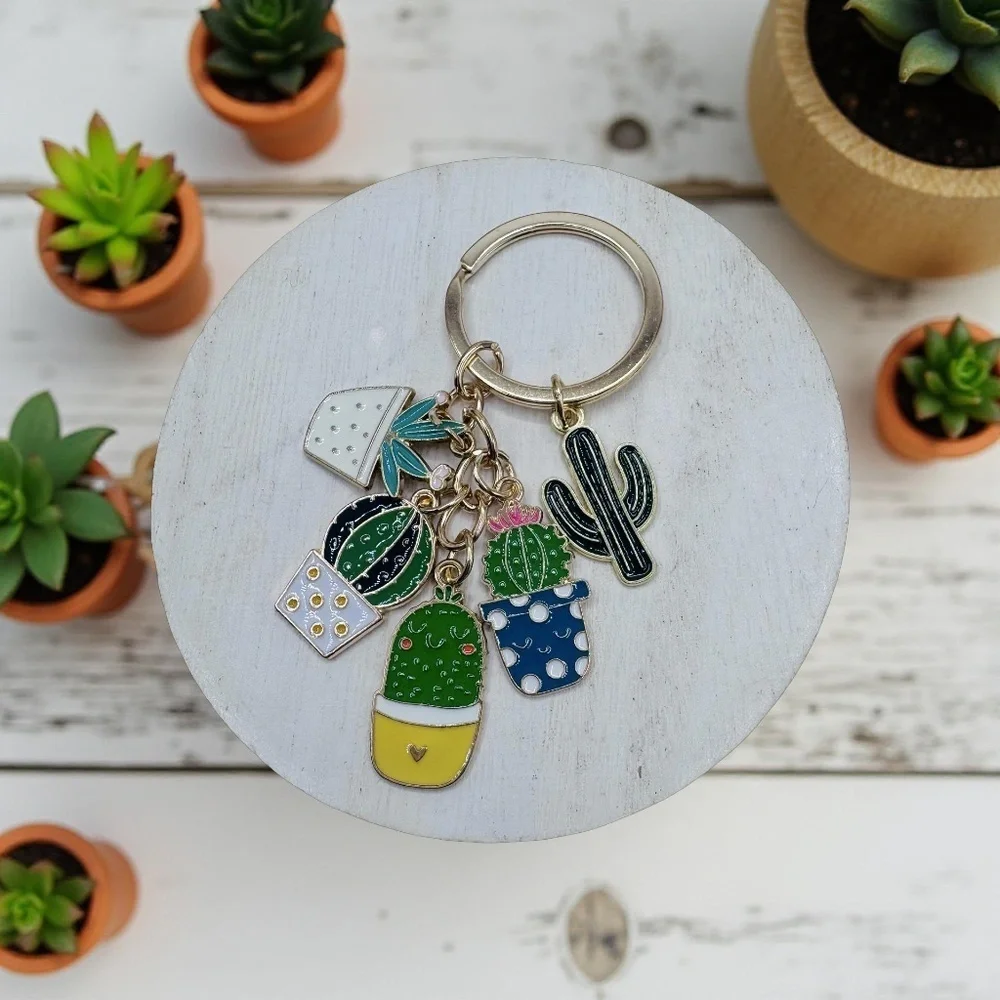 Cute Cactus Theme Keychain